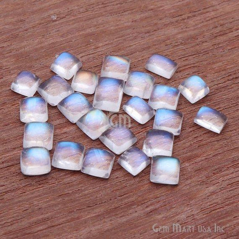 Rainbow Moonstone Cabochon, 5x8mm Rainbow Moonstone, June Birthstone, White Rainbow Loose Gemstone (RM-60074) - GemMartUSA