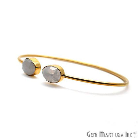 Rainbow Moonstone 12x8mm Pears Shape Gold Plated Handmade Adjustable Bangle Bracelet - GemMartUSA