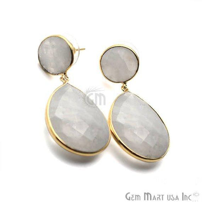 Pear and Round Shape 21x46mm Gold Plated Gemstone Dangle Studs (Pick your Gemstone) (90014-1) - GemMartUSA