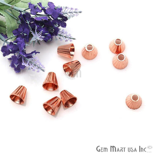 5pc Lot Rose Gold Plated Cone Acrylic Cap Findings Tassel Caps - GemMartUSA