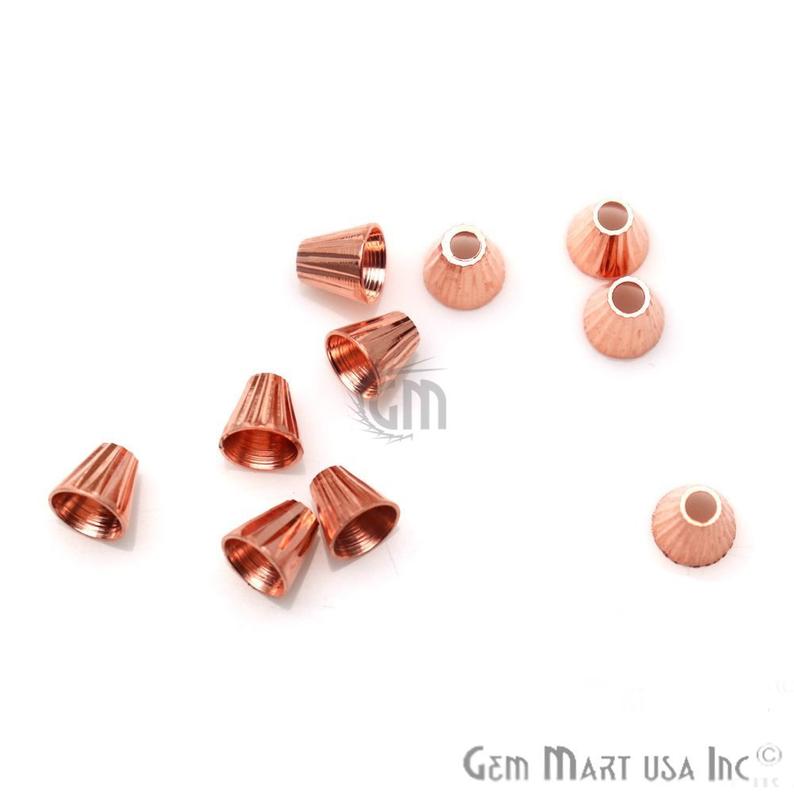 5pc Lot Rose Gold Plated Cone Acrylic Cap Findings Tassel Caps - GemMartUSA