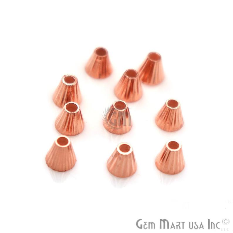 5pc Lot Rose Gold Plated Cone Acrylic Cap Findings Tassel Caps - GemMartUSA