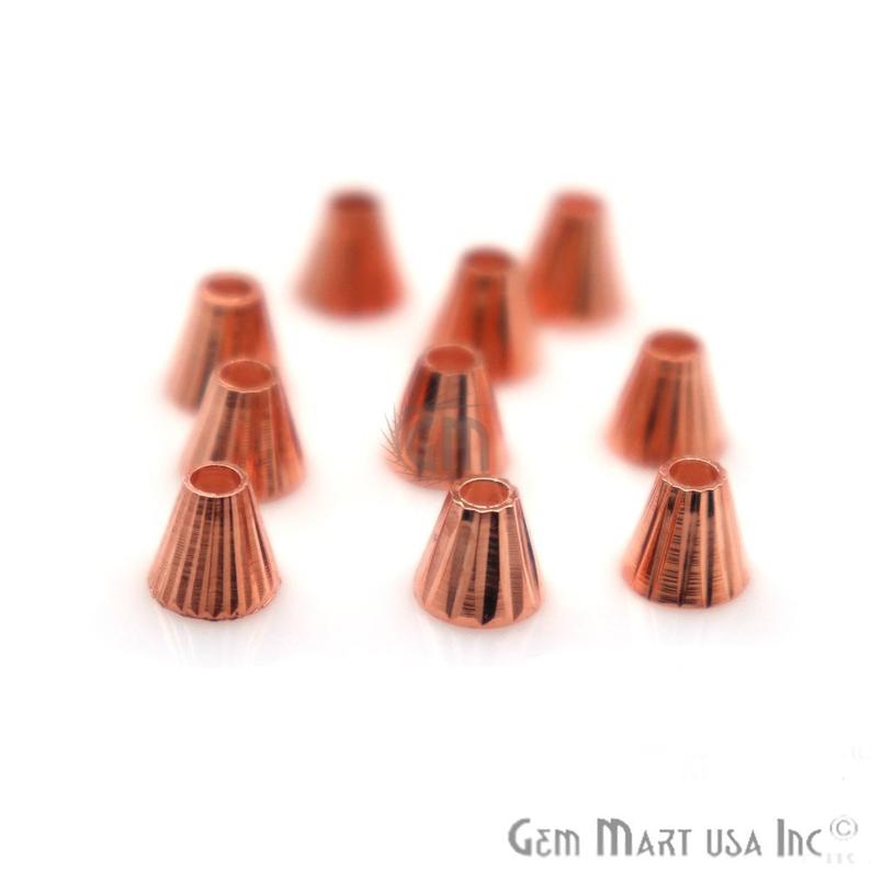 5pc Lot Rose Gold Plated Cone Acrylic Cap Findings Tassel Caps - GemMartUSA