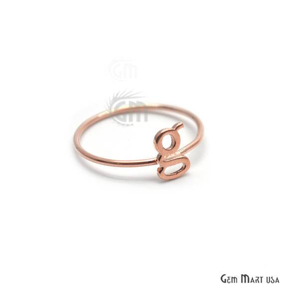 Initial Alphabet Letter Wedding Band Ring - Ring Size 7US (GP7-SP7-RP7) - GemMartUSA