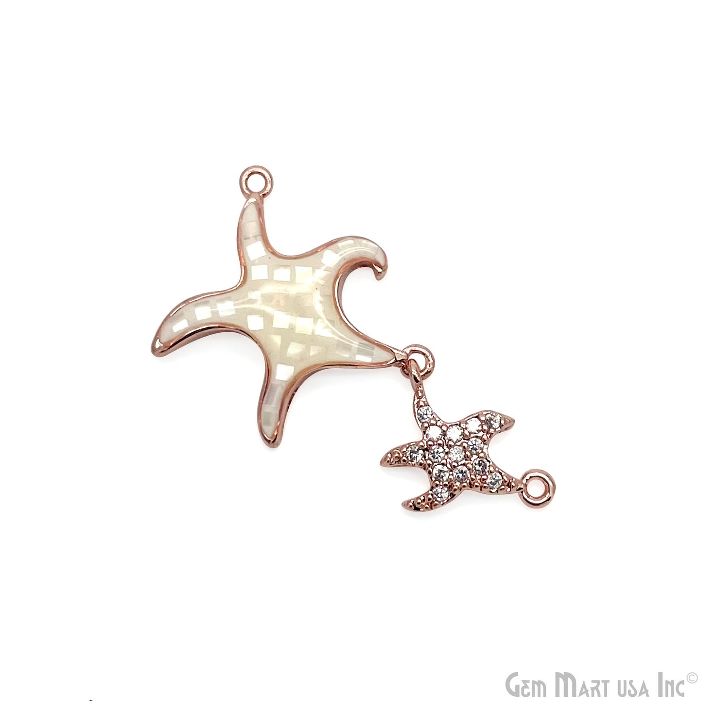 Starfish Charm Pendant Cubic Zircon 30x23mm Double Bail Bracelet Charm