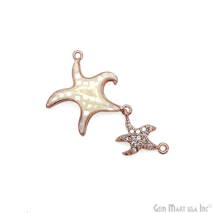 Starfish Charm Pendant Cubic Zircon 30x23mm Double Bail Bracelet Charm