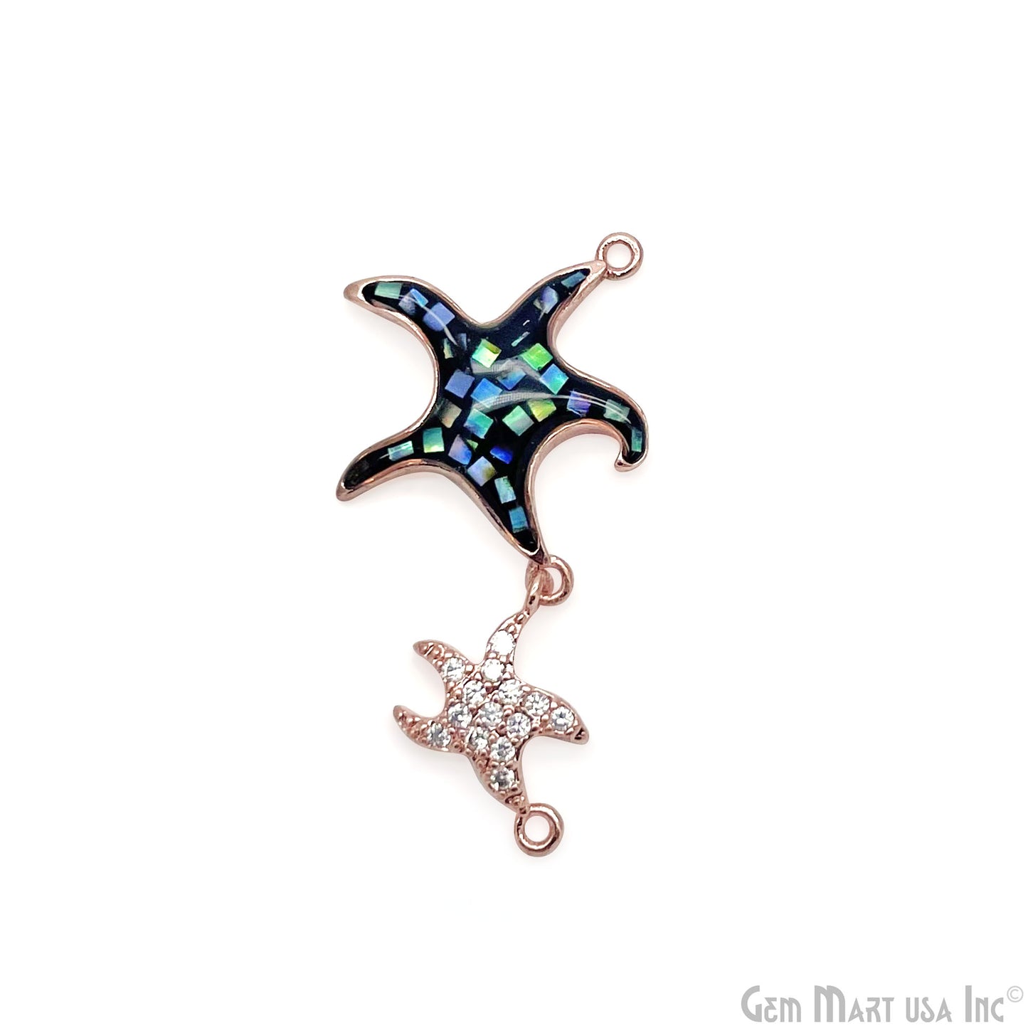 Starfish Charm Pendant Cubic Zircon 30x23mm Double Bail Bracelet Charm