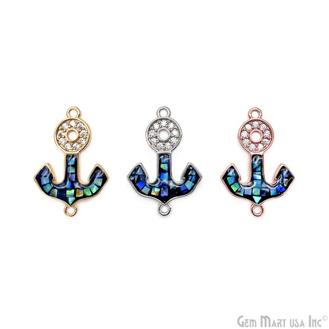 Anchor Charms, Micro Pave Anchor, Anchor Beads, Anchor Jewelry, CZ Beads 23x16mm