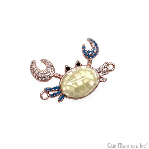 Crab Charm Pendant crab jewelry Cubic Zircon 25x17mm Pendant