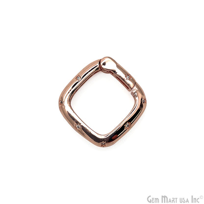 CZ Square Push Gate Ring Clasp 18mm Charm Pendant