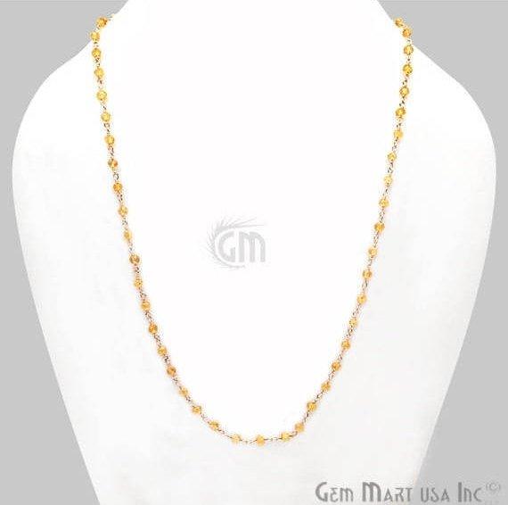 Round Bead Wire Wrapped Necklace Chain (Pick your Gemstone, Plating) - GemMartUSA