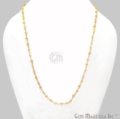 Round Bead Wire Wrapped Necklace Chain (Pick your Gemstone, Plating) - GemMartUSA