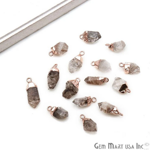 Herkimer Diamond Rough Rose Gold Electroplated 17x10mm Single Bail Pendant