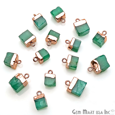 Rough Green Onyx 13x8mm Rose Gold Electroplated Single Bail Gemstone Connector