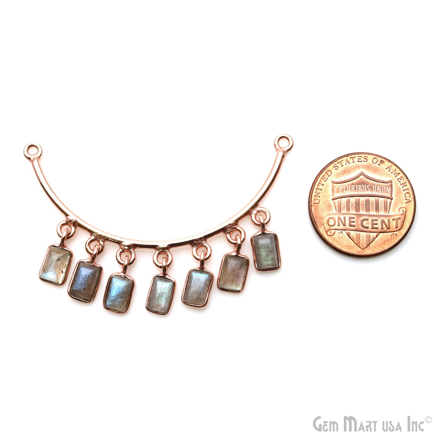 Crescent Moon Rose Gold Plated Double Bail Octagon Chandelier Necklace