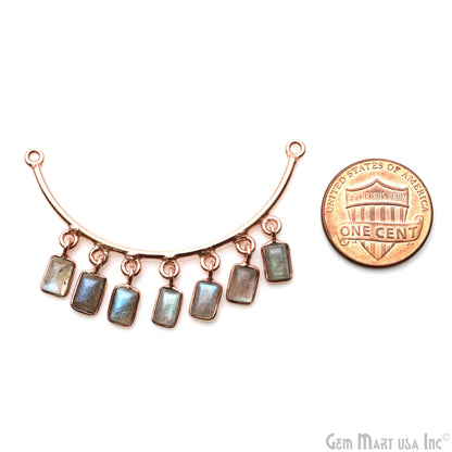 Crescent Moon Rose Gold Plated Double Bail Octagon Chandelier Necklace