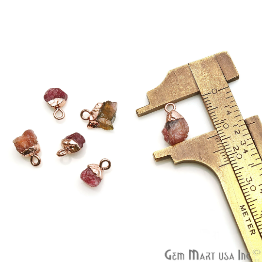 Multi Tourmaline 11x5mm Rose Gold Electroplated Gemstone Connector