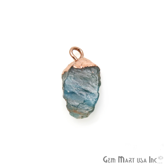 Neon Apatite Rough Rose Gold Electroplated 18x11mm Single Bail Pendant