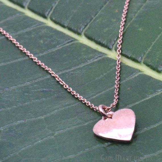 Heart Shape Charm Dangle Pendant 18 Inch Long Necklace Chain (Pick your Plating) - GemMartUSA