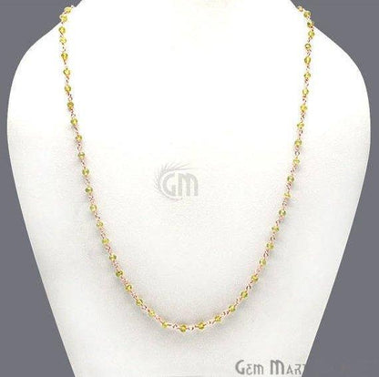 Round Bead Wire Wrapped Necklace Chain (Pick your Gemstone, Plating) - GemMartUSA