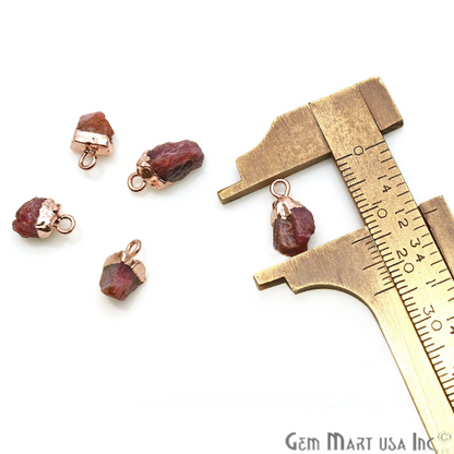 Rough Ruby Gemstone 14x6mm Organic Rose Gold Electroplated Single Bail Connector