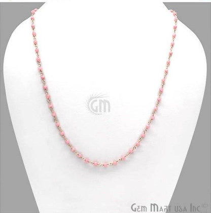 Round Faceted Beads Wire Wrapped Necklace Chain