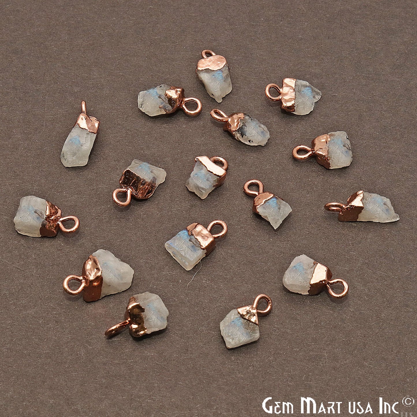 Rough Gemstone 11x6mm Free Form Rose Gold Electroplated Single Bail Gemstone Connector