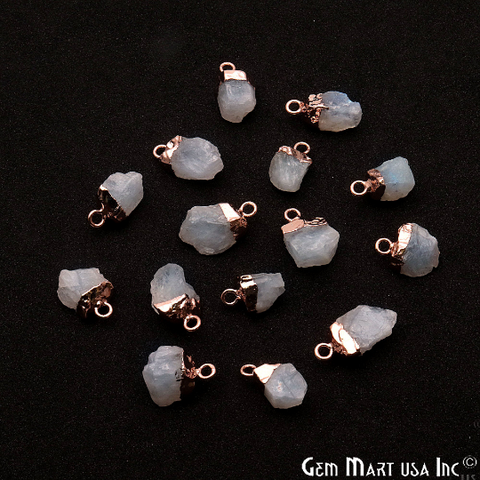 Rainbow Moonstone 18x11mm Single Bail Rose Gold Electroplated Gemstone Connector