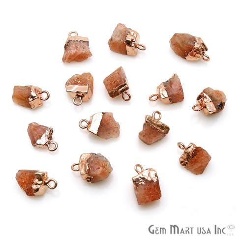 Rough Gemstone 11x6mm Free Form Rose Gold Electroplated Single Bail Gemstone Connector