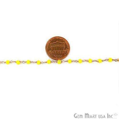 Yellow Agate Gold Plated Wire Wrapped Beads Rosary Chain (763947352111)