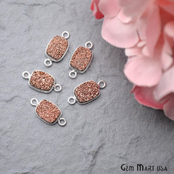 Titanium Druzy 7x9mm Octagon Bezel Connector (Pick Color, Bail, Plating) - GemMartUSA