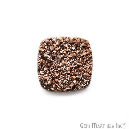 Rose Gold Druzy, Druzy Cabochon, 14mm Cushion Shaped Druzy, Cabochon, Loose Druzy Stone (RZ-80003) - GemMartUSA