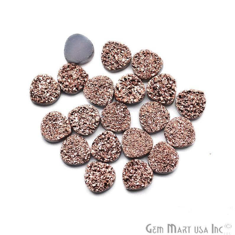 Plain Druzy 10mm Heart Shape Loose Cabochon (Pick Your Color) - GemMartUSA