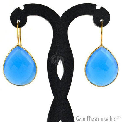 Gold Plated Pears Shape 21x26mm Gemstone Dangle Hook Earring Choose Your Style (90010-1) - GemMartUSA