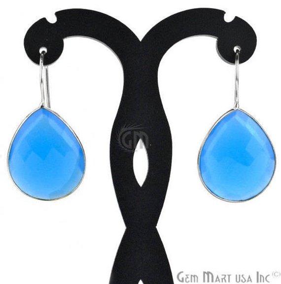 Pear Shape 21x26mm Silver Plated Gemstone Hook Earrings (Pick your Gemstone) (90011-1) - GemMartUSA