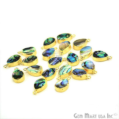 Abalone Shell 10x14mm Pear Shape Single Bail Gold Edge Connector - GemMartUSA