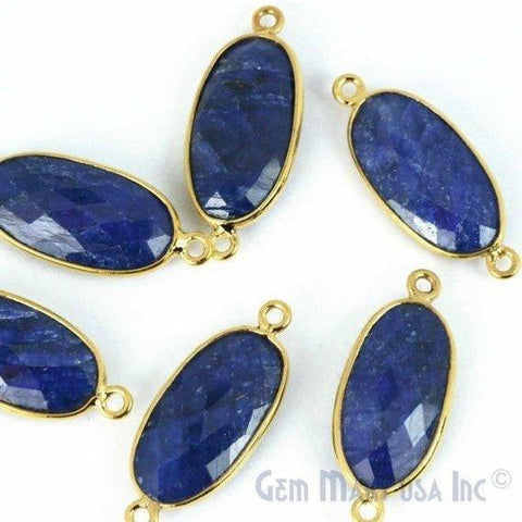 Oval 10x20mm Gold Bezel Double Bail Gemstone Connector