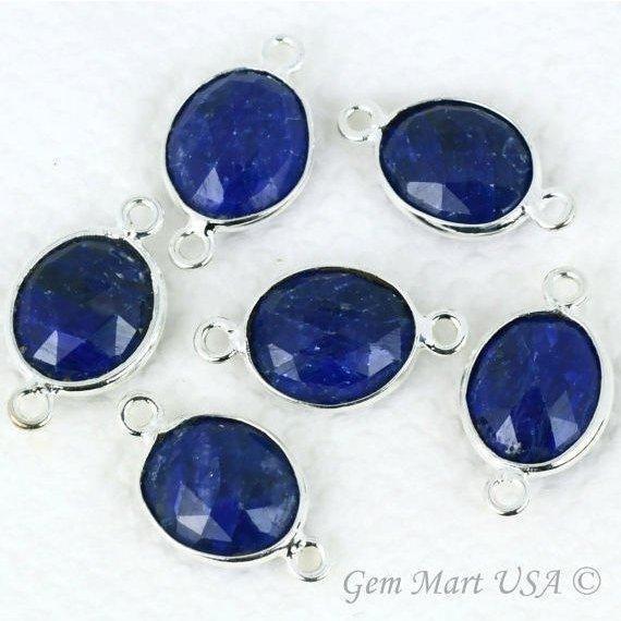 Oval 10x12mm Double Bail Silver Bezel Gemstone Connector