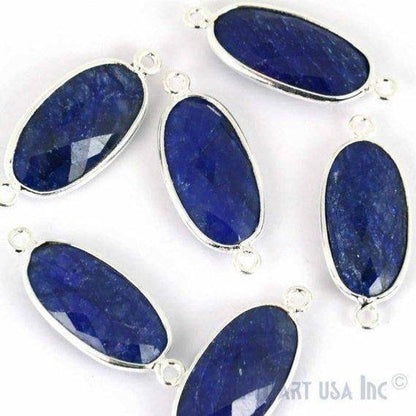 Oval 10x20mm Silver Bezel Double Bail Gemstone Connector