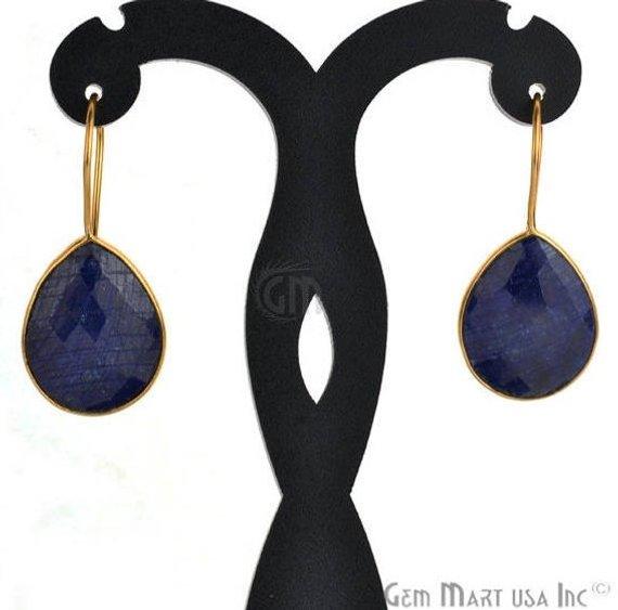 Pear Shape 21x16mm Gold Plated Gemstone Hook Earrings (Pick your Gemstone) (90017-2) - GemMartUSA