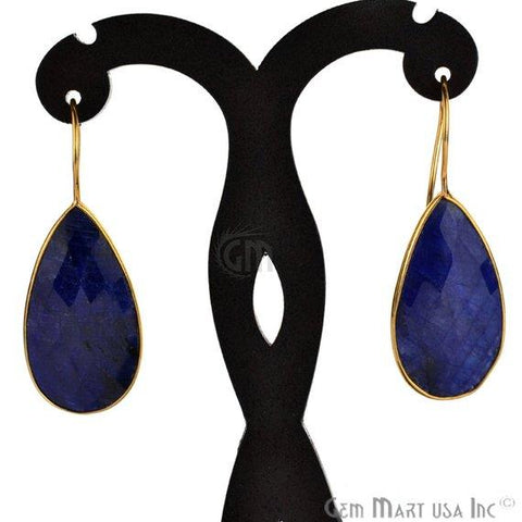 Gold Plated Pears Shape 30x16mm Gemstone Dangle Hook Earring Choose Your Style (90018-2) - GemMartUSA