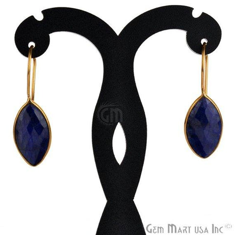 Marquise Shape 11x21mm Gold Plated Gemstone Hook Earrings 1 Pair (Pick your Gemstone) - GemMartUSA