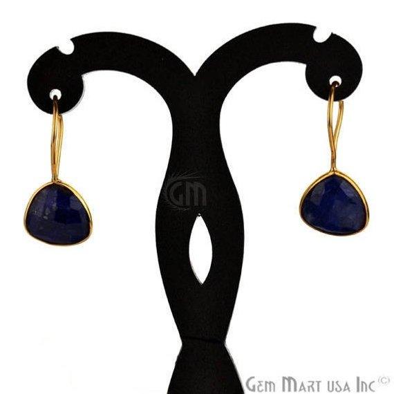 Trillion Shape 13mm Gold Plated Gemstone Hook Earrings (Pick your Gemstone) (90030-1) - GemMartUSA