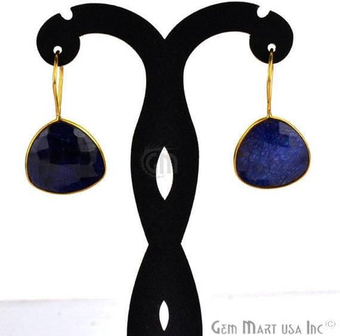 Trillion Shape 19mm Gold Plated Gemstone Hook Earrings (Pick your Gemstone) (90033-1) - GemMartUSA