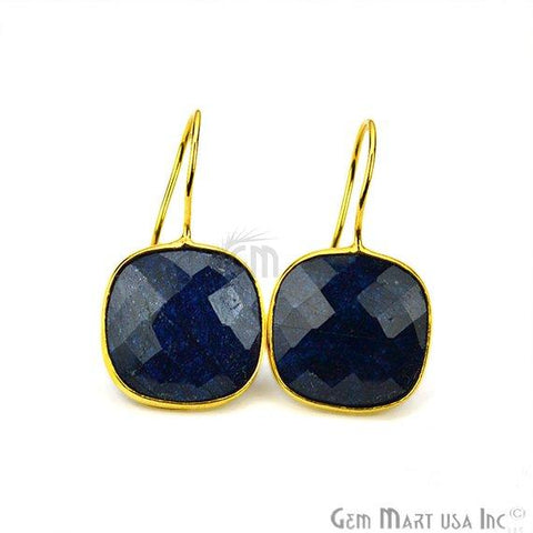 Cushion Shape 31x17mm Gold Plated Gemstone Hook Earrings (Pick your Gemstone) (90110-1) - GemMartUSA
