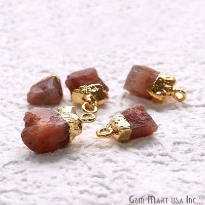 Rough Sunstone Gemstone 17x8mm Organic Gold Edged Connector - GemMartUSA