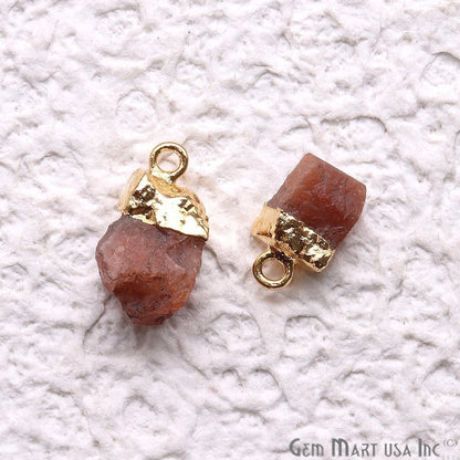 Rough Sunstone Gemstone 17x8mm Organic Gold Edged Connector - GemMartUSA