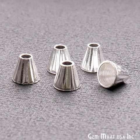 5pc Lot Silver Cone Acrylic Cap Findings Tassel Caps - GemMartUSA