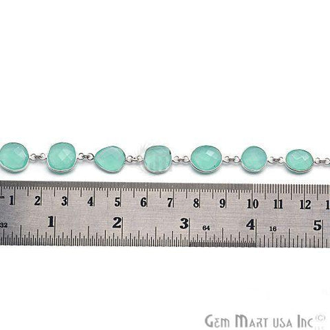 Aqua Chalcedony 10-15mm Mix Faceted Silver Plated Continuous Connector Chain (764004794415)