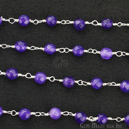 Amethyst Jade Beads Silver Plated Wire Wrapped Rosary Chain (763715485743)